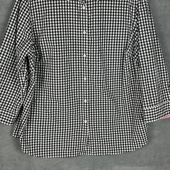 Lauren Ralph Lauren Top Womens 2X Black White Check Button Up Career Preppy - Picture 3 of 13